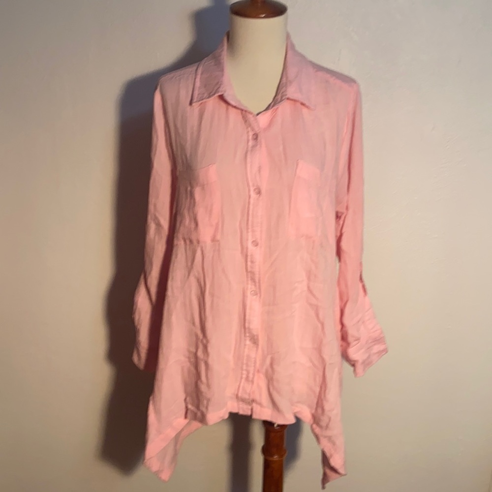 Threadz pink button up shirt